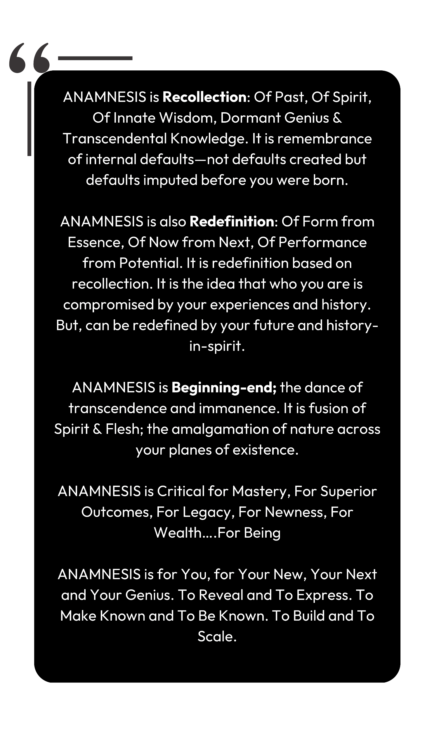 FAITH OHIO FIRST BOOK An Image describing Faith Ohio’s book on Self Mastery — ANAMNESIS